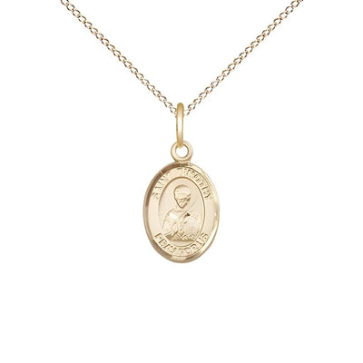 St. Timothy 14kt Gold-filled Oval Small Children Medal with Gold-filled Chain, Measures 1/2-inch tall by 1/4-inch wide, Bliss Manufacturing
