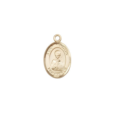 St. Timothy 14kt Gold Oval Small Children Medal, Measures 1/2-inch tall by 1/4-inch wide, Bliss Manufacturing