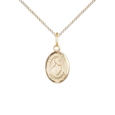 St. Thomas the Apostle 14kt Gold Oval Small Children Medal with 14kt Gold Chain, Deluxe Gift Box.