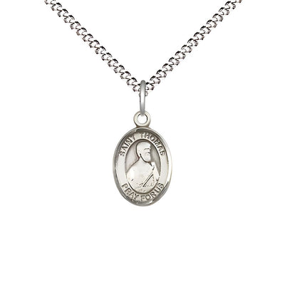 St. Thomas the Apostle Small Children Pewter Medal with Rhodium-plated Chain, Deluxe Gift Box.