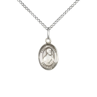 St. Thomas the Apostle Small Children Sterling Silver Medal with Sterling Chain, Deluxe Gift Box.