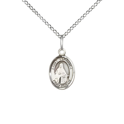 St. Veronica Engravable Small Children Sterling Silver Medal with Sterling Chain, Measures 1/2-inch tall by 1/4-inch wide, Bliss Manufacturing