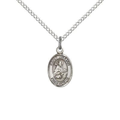 St. William of Rochester Engravable Small Children Sterling Silver Medal with Sterling Chain, Measures 1/2-inch tall by 1/4-inch wide, Bliss Manufacturing