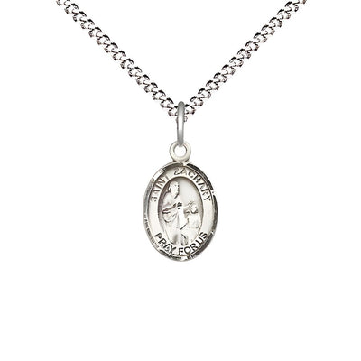 St. Zachary Engravable Small Pewter Medal with Plated Chain from, Measures 1/2-inch tall by 1/4-inch wide, Bliss Manufacturing