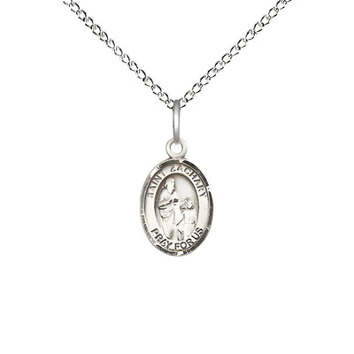 St. Zachary Sterling Silver Oval Children Medal with Sterling Chain, Measures 1/2-inch tall by 1/4-inch wide, Bliss Manufacturing