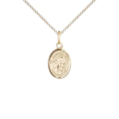 Guardian Angel with Child 14kt Gold-filled Oval Small Children Medal with Gold-filled Chain, Measures 1/2-inch tall by 1/4-inch wide. Deluxe Gift Box, Bliss Manufacturing