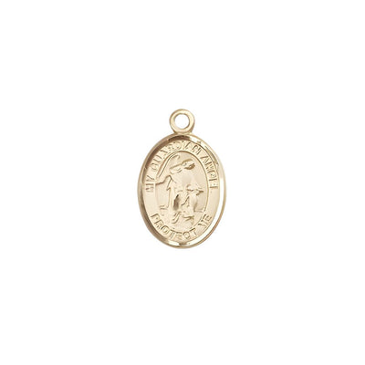 Guardian Angel with Child 14kt Gold Oval Small Children Medal, Measures 1/2-inch tall by 1/4-inch wide. Deluxe Gift Box, Bliss Manufacturing