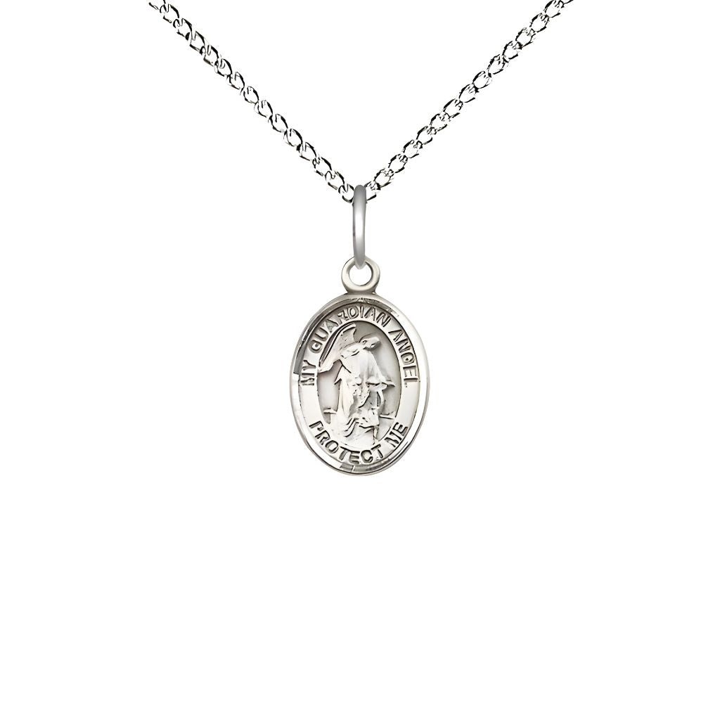 Bliss Guardian Angel with Child Engravable Small Children Sterling Silver Medal with Sterling Chain, Measures 1/2-inch tall by 1/4-inch wide. Deluxe Gift Box.