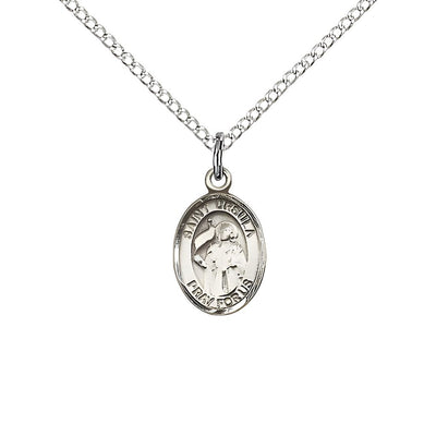 St. Ursula Engravable Small Children Sterling Silver Medal with Sterling Chain, Measures 1/2-inch tall by 1/4-inch wide, Bliss Manufacturing
