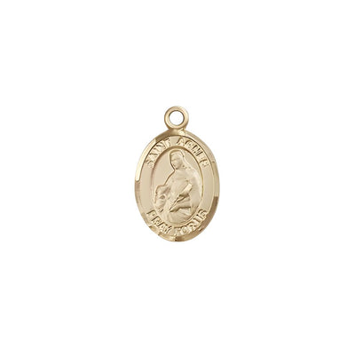 St. Agnes of Rome Engravable 14kt 14kt Gold 1/2" x 1/4" Medal, Bliss Manufacturing