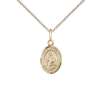 St. Agnes of Rome Engravable 14kt 14kt Gold 1/2" x 1/4" Medal (view 2), Bliss Manufacturing