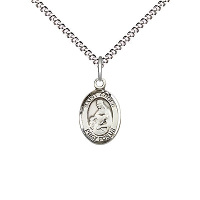 St. Agnes of Rome Engravable Pewter 1/2" Medal with Plated Chain, Children Size, Bliss Manufacturing