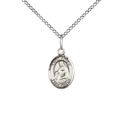 Small Engravable St Agnes of Rome Sterling Silver Medal with Sterling Silver Chain, Bliss Manufacturing