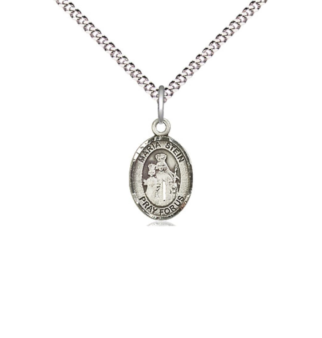 Bliss Small Engravable Maria Stein Pewter Medal Necklace,