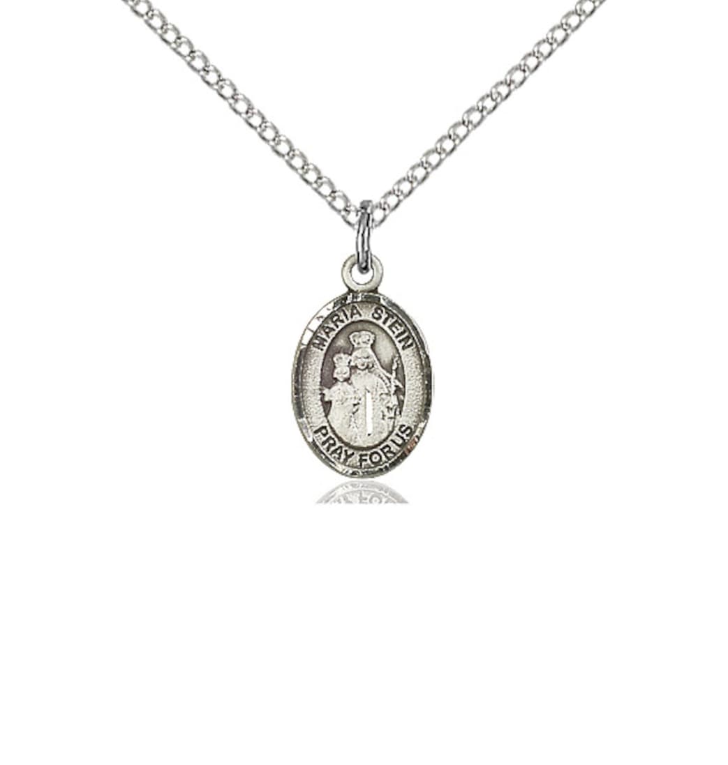 Bliss Small Engravable Maria Stein Sterling Silver Medal with Sterling Silver Chain,