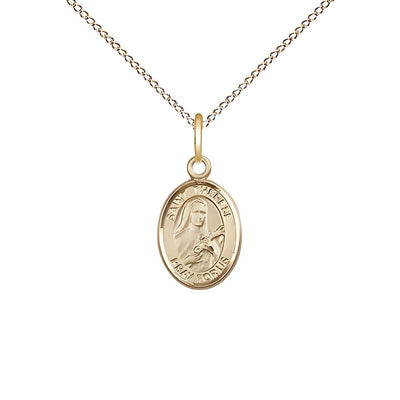 St. Therese of Lisieux 14kt gold-filled Oval Children’s Medal with gold-filled chain from, Bliss Manufacturing