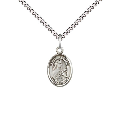 St. Therese of Lisieux Pewter Oval Children Medal with plated chain, Bliss Manufacturing