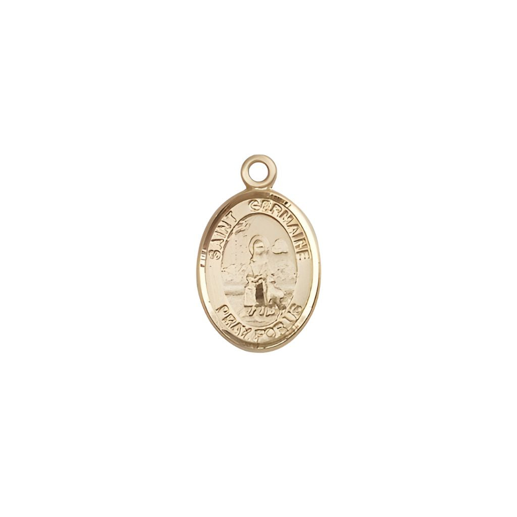 St. Germaine Cousin 14kt Gold Oval Small Children Medal with Deluxe Gift Box.