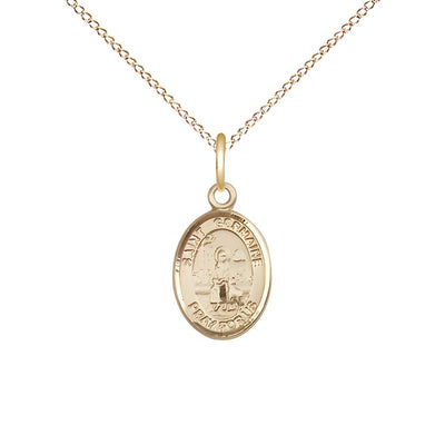 St. Germaine Cousin 14kt Gold Oval Small Children Medal with 14kt Gold Chain, Deluxe Gift Box.