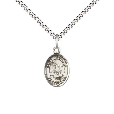 St. Germaine Cousin Small Children Pewter Medal with Rhodium-plated Chain, Deluxe Gift Box.