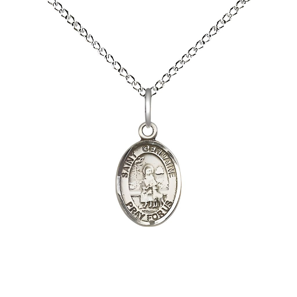 St. Germaine Cousin Small Children Sterling Silver Medal with Sterling Chain, Deluxe Gift Box.