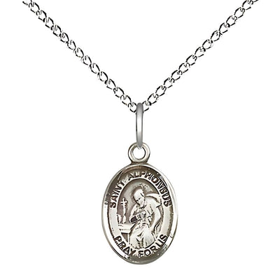 St. Alphonsus Maria de Liguori Sterling Silver Oval Children Medal with Sterling Silver Chain, Measures 1/2-inch tall by 1/4-inch wide, Bliss Manufacturing