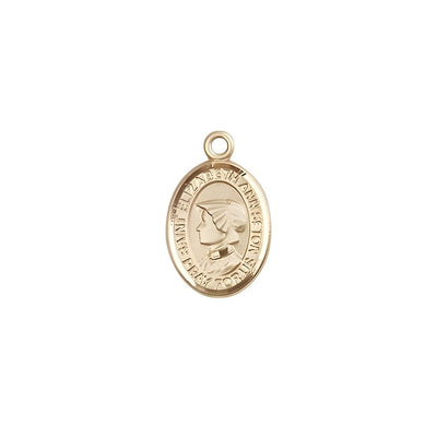 St. Elizabeth Ann Seton 14kt Gold Oval Small Children Medal, Measures 1/2-inch tall by 1/4-inch wide, Bliss Manufacturing