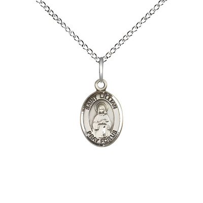 St. Lillian Engravable Small Children Sterling Silver Medal with Sterling Chain, Measures 1/2-inch tall by 1/4-inch wide, Bliss Manufacturing