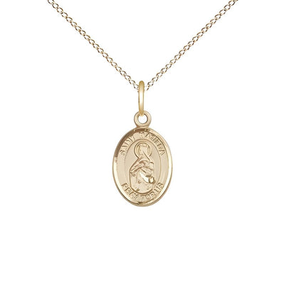 St. Matilda 14kt Gold-filled Oval Small Children Medal with Gold-filled Chain, Measures 1/2-inch tall by 1/4-inch wide, Bliss Manufacturing