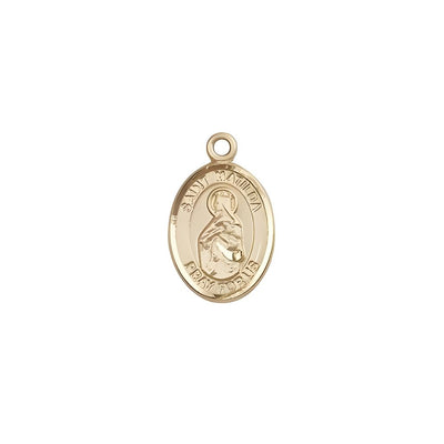 St. Matilda 14kt Gold Oval Small Children Medal, Measures 1/2-inch tall by 1/4-inch wide, Bliss Manufacturing