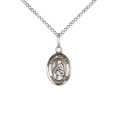 St. Matilda Engravable Small Children Sterling Silver Medal with Sterling Chain, Measures 1/2-inch tall by 1/4-inch wide, Bliss Manufacturing