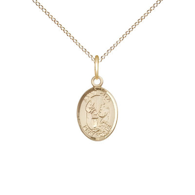 St. Zita 14kt Gold Medal with 14kt Gold Chain, Child's Size 1/2" tall x 1/4" wide, Bliss Manufacturing