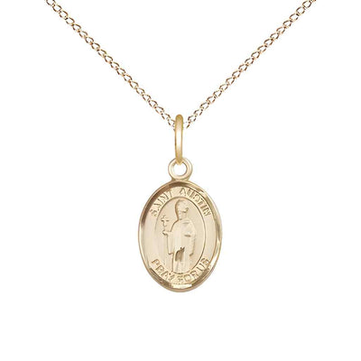 Saint Austin 14kt Gold Oval Small Children Medal with 14kt Gold Curb Chain in Deluxe Gift Box | Bliss Manufacturing