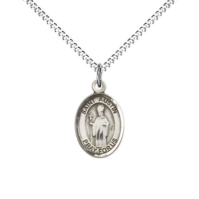 Saint Austin Small Children Pewter Medal with Rhodium-plated Curb Chain in Deluxe Gift Box | Bliss Manufacturing