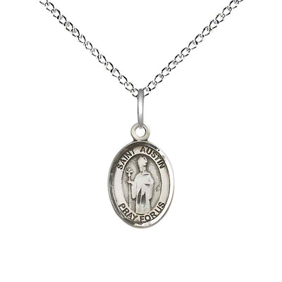 Saint Austin Small Children Sterling Silver Medal with Sterling Silver Curb Chain in Deluxe Gift Box | Bliss Manufacturing