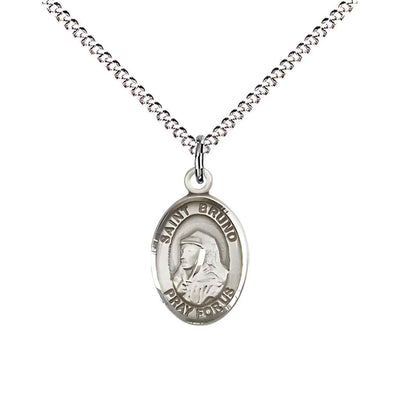 Saint Bruno Small Children Pewter Medal with Rhodium-plated Curb Chain with Deluxe Gift Box | Bliss Manufacturing