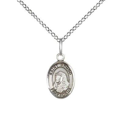 Saint Bruno Small Children Sterling Silver Medal with Sterling Silver Curb Chain with Deluxe Gift Box | Bliss Manufacturing