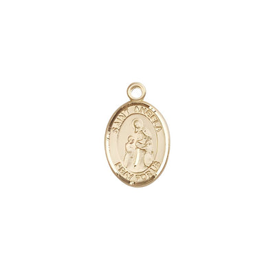 St. Angela Merici 14kt Gold Oval Small Children Medal, Measures 1/2-inch tall by 1/4-inch wide, Bliss Manufacturing
