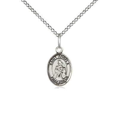 St. Angela Merici Engravable Small Children Sterling Silver Medal with Sterling Chain, Measures 1/2-inch tall by 1/4-inch wide, Bliss Manufacturing