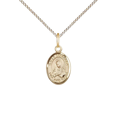 Mater Dolorosa, Our Lady of Sorrows 14kt Gold-filled Small Medal with Gold-filled Chain, Measures 1/2-inch tall by 1/4-inch wide, Bliss Manufacturing
