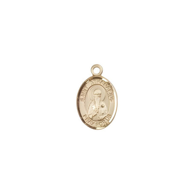 St. Athanasius 14kt Gold Oval Small Children Medal, Measures 1/2-inch tall by 1/4-inch wide. Deluxe Gift Box, Bliss Manufacturing