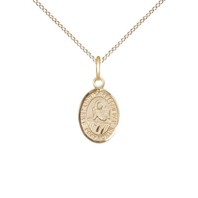 St. Lidwina of Schiedam 14kt Gold-filled Oval Small Children Medal with Gold-filled Chain, Measures 1/2-inch tall by 1/4-inch wide, Bliss Manufacturing