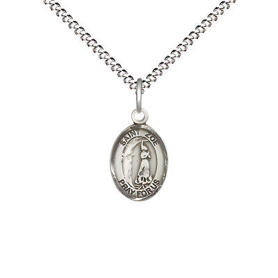 St. Zoe of Rome Pewter Small Medal Necklace, Medal Measures 1/2-inch tall by 1/4-inch wide, Bliss Manufacturing