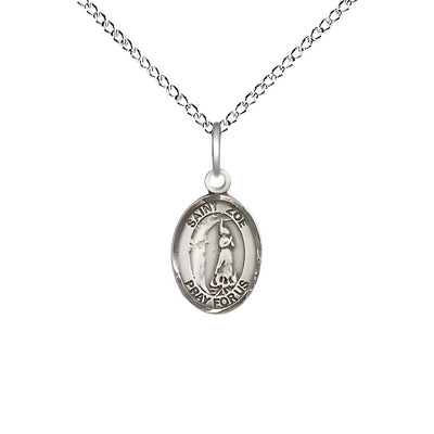 St. Zoe of Rome Sterling Silver Oval Children Medal with Sterling Silver Chain, Medal Measures 1/2-inch tall by 1/4-inch wide, Bliss Manufacturing
