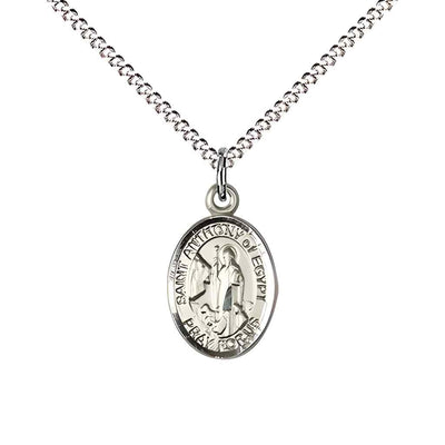 Saint Anthony of Egypt Small Children Pewter Medal with Rhodium-plated Curb Chain with Deluxe Gift Box | Bliss Manufacturing