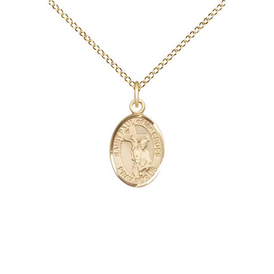 St. Paul of the Cross 14kt Gold Oval Small Children Medal with 14kt Gold Chain, Measures 1/2-inch tall by 1/4-inch wide. Deluxe Gift Box, Bliss Manufacturing