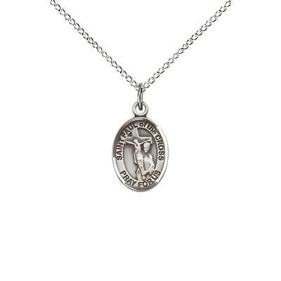 St. Paul of the Cross Engravable Small Children Sterling Silver Medal with Sterling Chain, Measures 1/2-inch tall by 1/4-inch wide. Deluxe Gift Box, Bliss Manufacturing