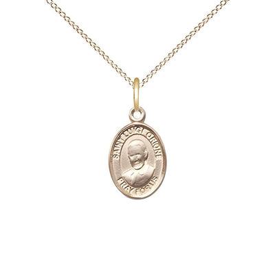 St. Luigi Orione 14kt Gold-filled Oval Small Children Medal with Gold-filled Chain, Measures 1/2-inch tall by 1/4-inch wide, Bliss Manufacturing