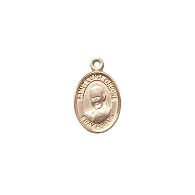 St. Luigi Orione 14kt Gold Oval Small Children Medal, Measures 1/2-inch tall by 1/4-inch wide, Bliss Manufacturing