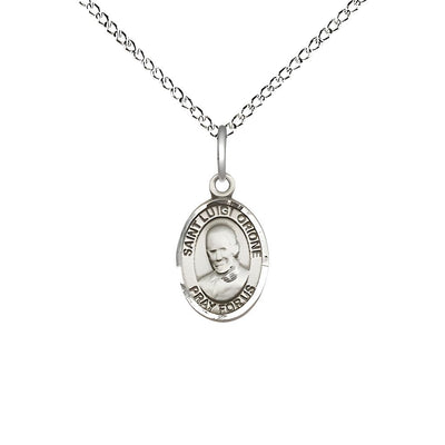 St. Luigi Orione Engravable Small Children Sterling Silver Medal with Sterling Chain, Measures 1/2-inch tall by 1/4-inch wide, Bliss Manufacturing